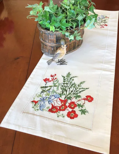 Miniatura 2 de Camino de mesa con muelles de miel y vinos, 36.0 in, camino de mesa bordado, decoración de mesa de primavera