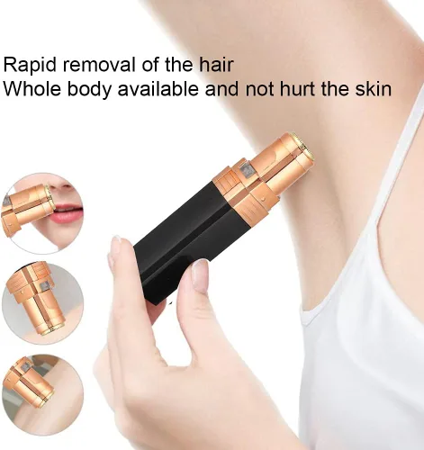 Miniatura 4 de Máquina de depilación, compacta y bonita, forma de lápiz labial, mini removedor eléctrico de vello facial y corporal para mujeres (negro)