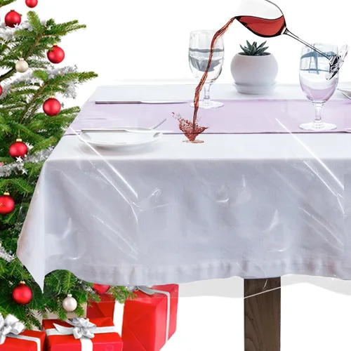 Miniatura 22 de LAMINET Protector de Mantel de Plástico Transparente – Cubierta de Mesa de Vinilo Resistente de Lujo – 54" Cuadrado – Cristalino, Fácil de Limpiar.