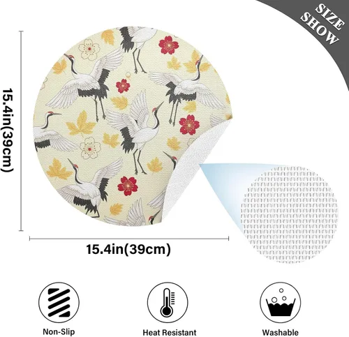 Miniatura 4 de Elegant White Cranes PVC Plate Mat, Washable Heat Resistant Mats for Kitchen one sizex6