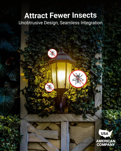 Sunco - Bombillas amarillas para exteriores A19, luces LED de insectos para exteriores del anochecer al amanecer, 480 LM, 9W, 2000K brillo ámbar,