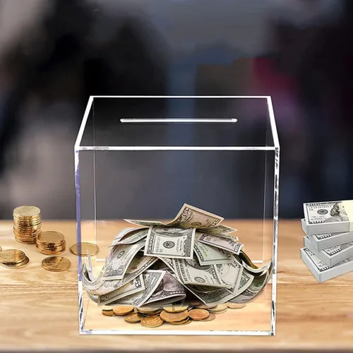 Miniatura 5 de Alcancía transparente, acrílico transparente, monedas simples para ahorrar dinero en efectivo caja para Año Nuevo
