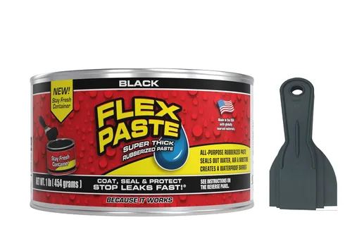 Flex Seal Flex Black Putty - Tarro de pasta negra de 1 libra con masilla Allway Tools, paquete de 3 cuchillos (2 artículos)