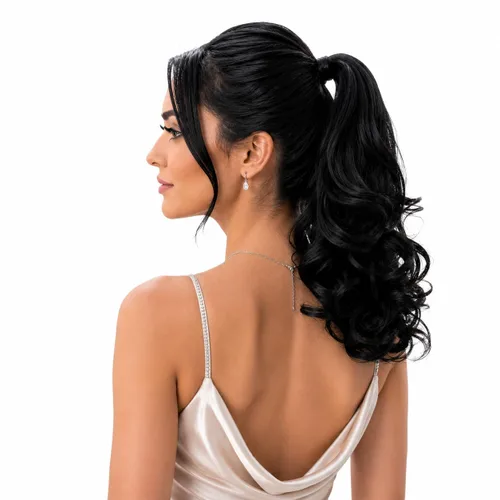 Miniatura 46 de PRETTYSHOP - Extensión de cabello rizado voluminoso, cola de caballo de 14 pulgadas con clip, resistente al calor