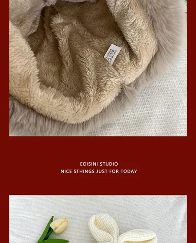Miniatura 4 de Fauxfur Y2k - Gorro de conejo para mujer, gorro de invierno cálido con diseño de calavera y pompón, sombrero holgado