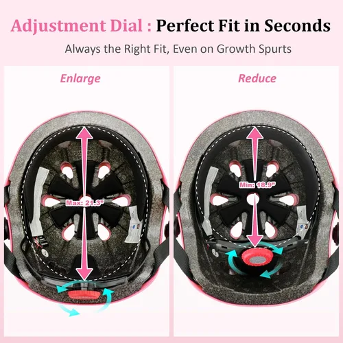 Miniatura 5 de KAMUGO - Casco ajustable para niños, adecuado para niños pequeños de 2 a 14 años, para niños y niñas, seguridad multideportiva para ciclismo, Rosa