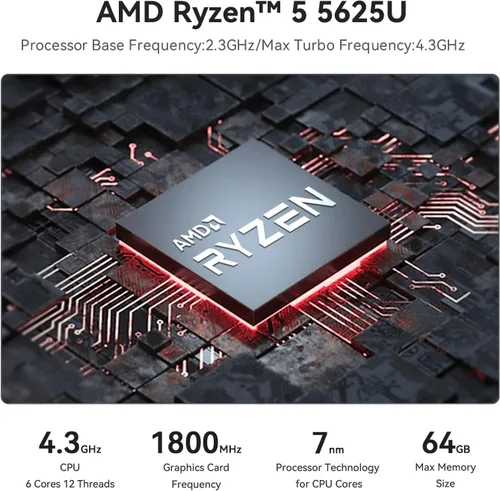 Miniatura 4 de Beelink Mini PC SER5 PRO, AMD Ryzen 5 5625U hasta 4.3GHz 6C/12T, 16GB RAM 500GB SSD, DP+ HDMI+ Pantalla triple tipo C, LAN 2.5G, WiFi 6 BT5.2, W-11