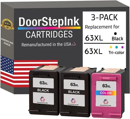 DoorStepInk Recambios de cartucho de tinta remanufacturados en los Estados Unidos para HP 63XL 63 XL 2 negro F6U64AN 1 color F6U63AN para HP Envy