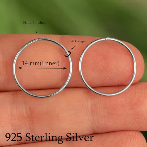 Miniatura 100 de Aretes de aro de oro de plata – Aretes de aro para mujer, dos piezas de aros de plata fina rellenos de oro, aro de hélice, anillo de tragus, aro