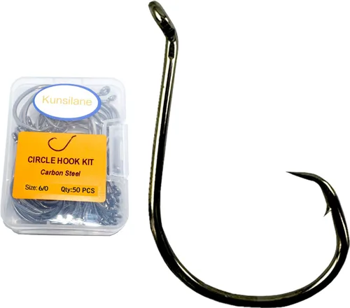 Miniatura 10 de Ganchos circulares para pesca de gato, 50/100 unidades, ganchos circulares de pesca de pulpo, agua salada, agua dulce para bagre lubina Redfish 1/0