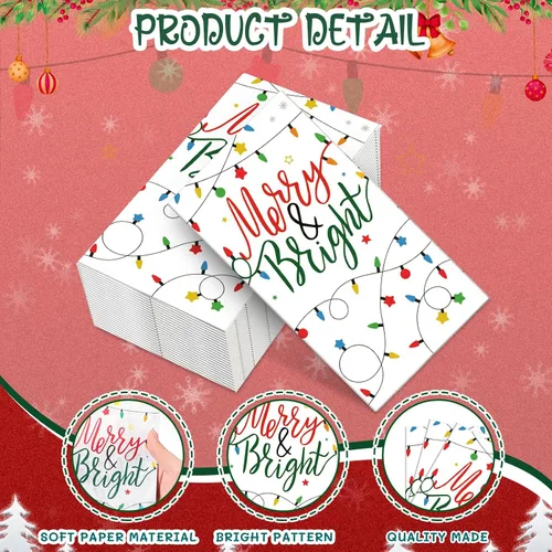 Miniatura 3 de Sherr Paquete de 200 servilletas de Navidad ligeras de papel de Navidad para invitados, 2 capas, desechables, servilletas de baño, toallas de mano