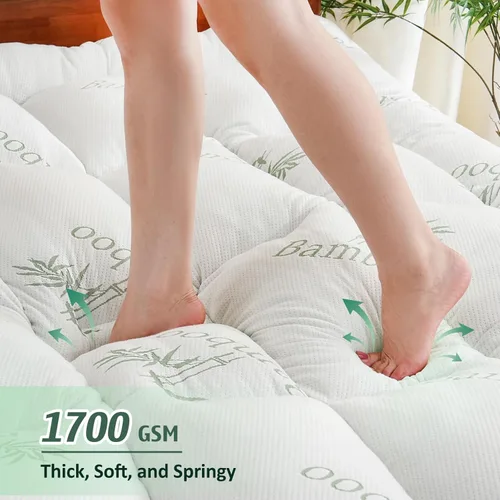 Miniatura 7 de DOWNCOOL 3 Inch Twin Mattress Topper – Cooling Memory Foam Mattress Topper for Back Pain Relief, Breathable Bamboo Viscose Air Layer, 1700 GSM Fill