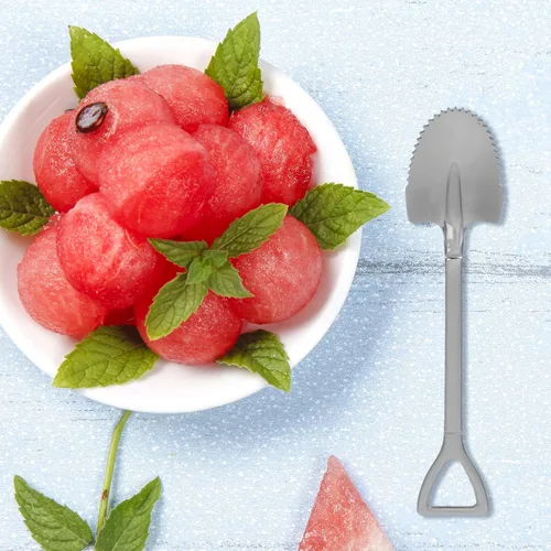 Miniatura 2 de Angoily Paquete de 4 cucharas de pomelo con borde dentado de acero inoxidable para sandía, cítricos, melón, melocotón, pala curvada, 6.18 pulgadas