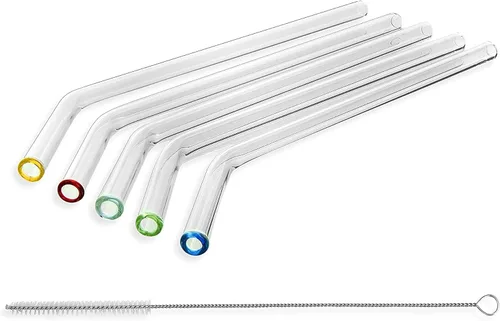 Miniatura 10 de Better Houseware Pajitas de vidrio reutilizables extra anchas de 0.394 in (juego de 5 + cepillo de limpieza)