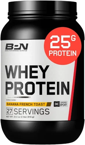 Miniatura 8 de BARE PERFORMANCE NUTRITION, Mezcla de proteína de suero BPN + proteína de caseína en polvo, vainilla, 25g de proteínas por porción, apoya