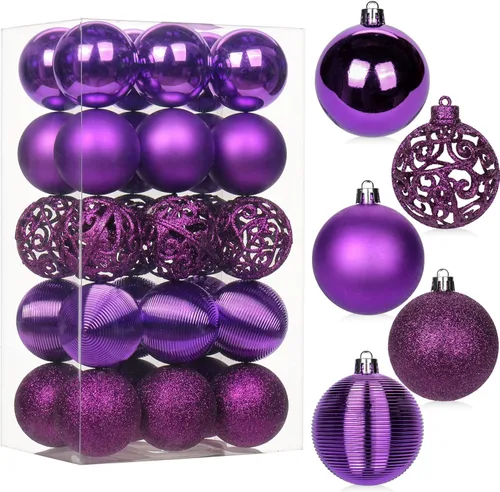 Miniatura 52 de 30 piezas de adornos de bola de árbol de Navidad irrompibles negros para decoración navideña