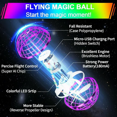 Miniatura 4 de Vantexi Juguete de bola de orbe volador, LED de paracaídas mejorado 2026, bola de gravedad mágica controlada a mano, boomerang de globo cósmico