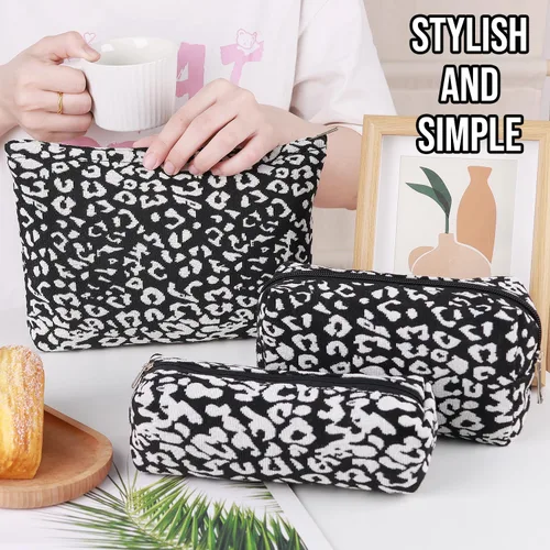 Miniatura 4 de Juego de 3 bolsas de maquillaje para niñas y mujeres, organizador de viaje, bolsa de aseo de baño, bolsa de almacenamiento de gran capacidad