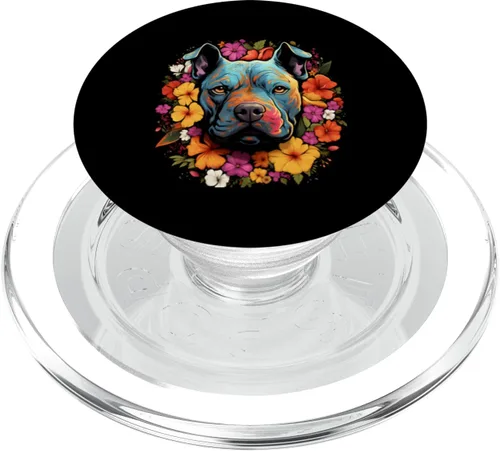 Colorido American Bully acuarela arte mascota perro mamá PopSockets MagSafe PopGrip para iPhone