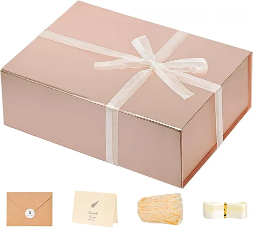 Miniatura 33 de LIFELUM Caja de regalo de 13.5 x 10 x 4 pulgadas, caja de regalo grande con tapas magnéticas, cajas de regalo negras para regalos de graduación