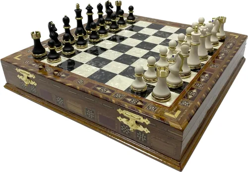 Miniatura 7 de Antochia Crafts Juego de ajedrez grande de 16.5 pulgadas - Piezas de ajedrez de lujo con 2 reinas adicionales y tablero de ajedrez de madera