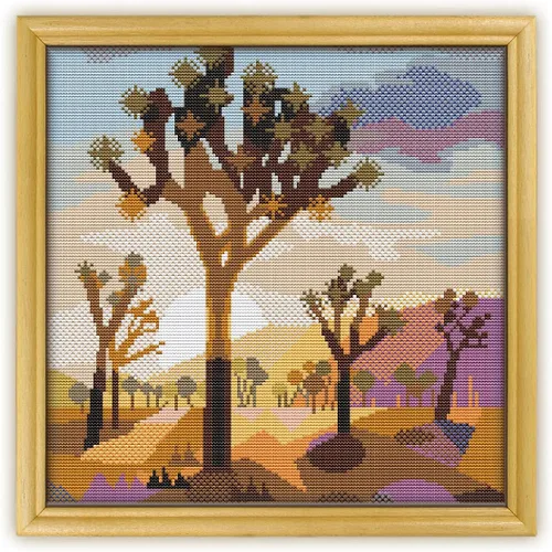 Miniatura 2 de Joshua Tree National Park K463 Kit de punto de cruz con recuento #2. Hilos, agujas, tela, cortaúñas, enhebrador de agujas y patrón impreso