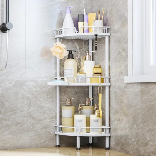 Miniatura 12 de Consumest Soporte Esquinero para Ducha - Organizador de Ducha de 3 Niveles con Soporte para Jabón, Estantes de Esquina Altos de Pie con Patas