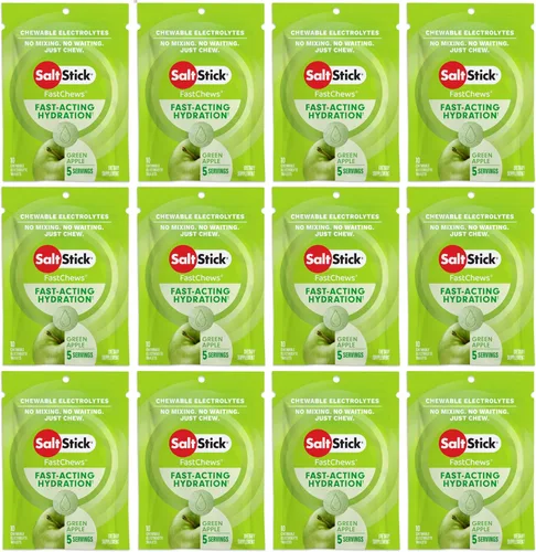Miniatura 7 de SaltStick FastChews, tabletas de repuesto de electrolitos para rehidratación, ejercicio, senderismo y recuperación deportiva, 12 paquetes de 10