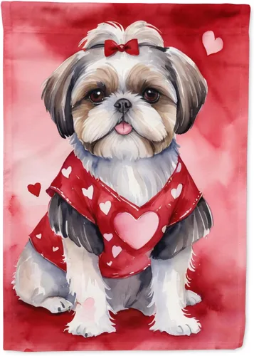 Miniatura 163 de Caroline's Treasures DAC5292CHF - Bandera de Border Collie My Valentine House para porche, grande, con manga para porche, para colgar en la pared