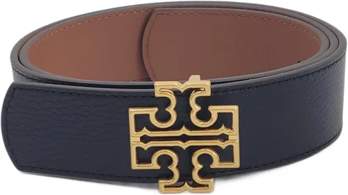 Tory Burch 141742 Britten Logo NegroBronceado clásico con herrajes dorados Cinturón reversible de 1.5 pulgadas de ancho para mujer