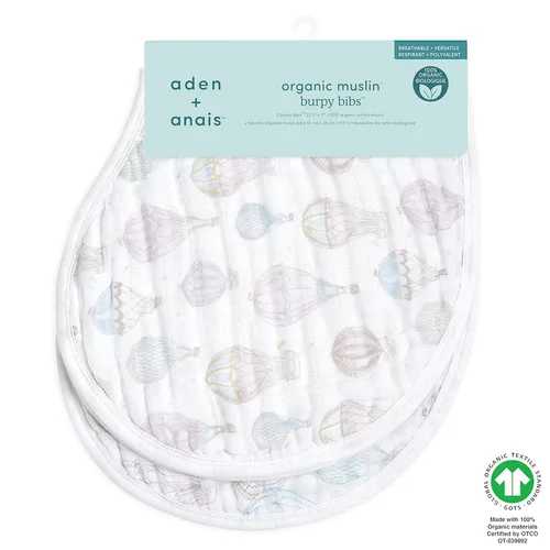 Miniatura 3 de aden + anais Babero de muselina de algodón 100% orgánico, multiuso, absorbente, de 4 capas, babero para bebé, de cobertura completa, con cierre a