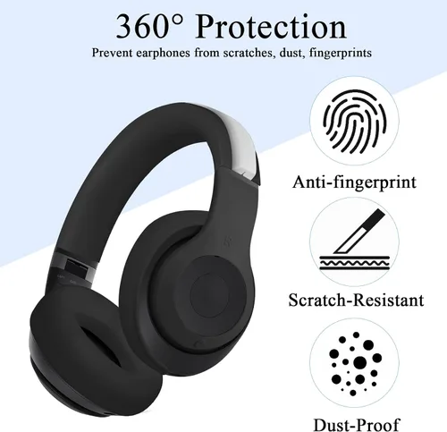 Miniatura 3 de Adhiper【3 en 1】 Funda de silicona Studio Pro, cubierta antiarañazos para la diadema/almohadillas/carcasa para auriculares Beats Studio Pro, Negro