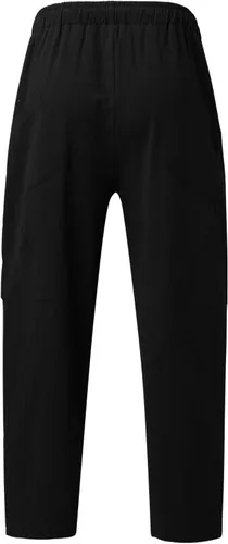 Miniatura 4 de EELHOE Men Linen Pants Relaxed Fit Lightweight Casual Wide Leg Elastic Waist Breathable Summer Beach Trousers