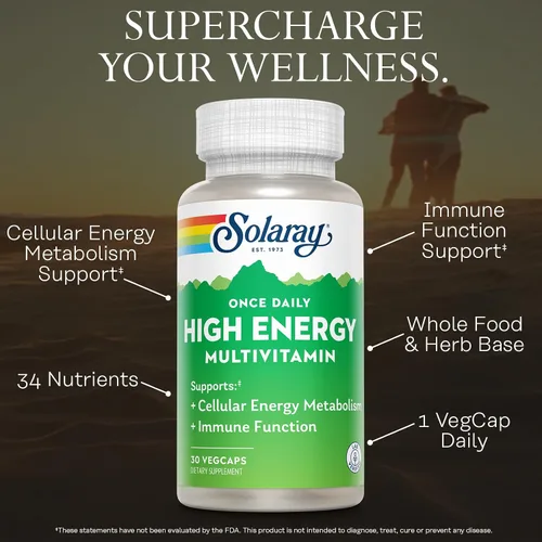 Miniatura 3 de Solaray Once Daily - Multivitamínico de alta energía, sistema inmunológico y apoyo energético, ingredientes de base de alimentos integrales