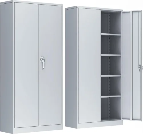 Miniatura 22 de INTERGREAT Armario de almacenamiento de metal con cerradura, gabinete de almacenamiento de metal con cerradura de 72 pulgadas de alto con puertas