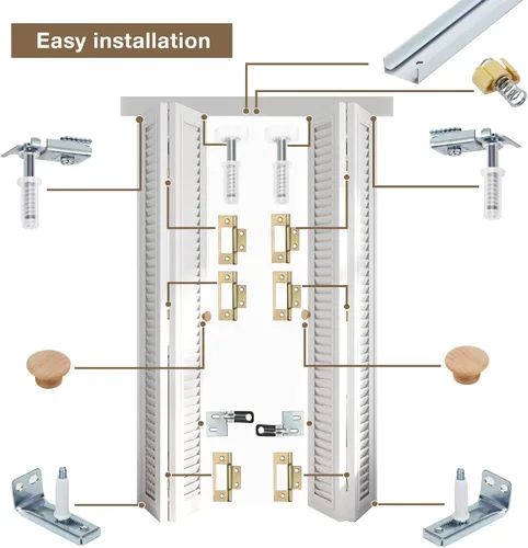 Miniatura 3 de Kit de herrajes para puerta plegable, kit de riel de puerta de armario plegable de 48 pulgadas, kit de herrajes para puerta de armario plegable