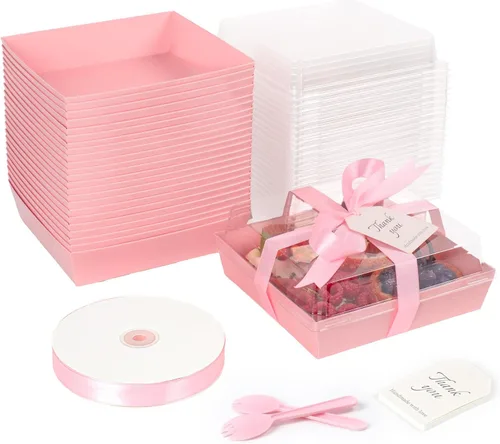 Miniatura 11 de Cajas de charcutería de 7 x 5 pulgadas con tapas transparentes, paquete de 50 recipientes desechables para alimentos, cajas grandes de papel