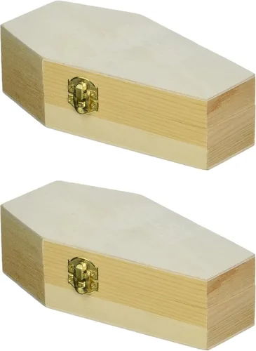Creative Hobbies Ataúdes fúnebres pequeños de madera sin terminar de 6 pulgadas, tamaño de 6 x 3 x 1.75 pulgadas, rellenables para fiestas de
