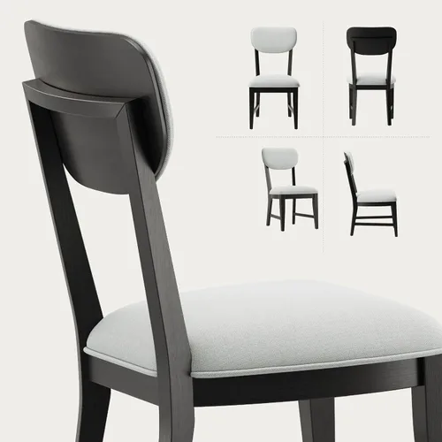 Miniatura 7 de COLAMY Juego de 2 sillas de comedor de madera maciza, modernas sillas de cocina tapizadas de mediados de siglo con cojín de 3.3 pulgadas de grosor