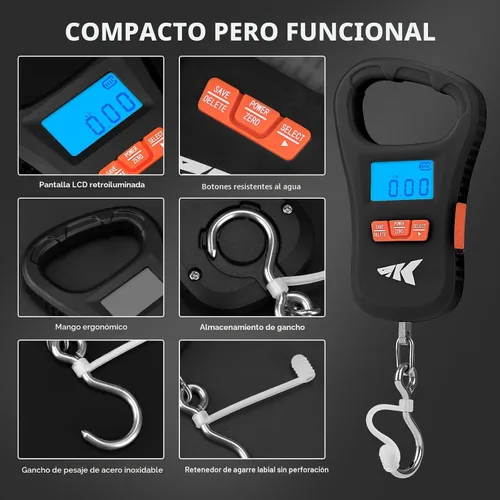 Miniatura 7 de KastKing ToughTide - Báscula de pesca con carga USB, capacidad de 65 libras, báscula digital ultrafina, pantalla LCD, mango ergonómico, básculas