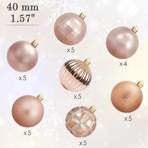 Miniatura 136 de AMS Esferas de Navidad de 2.36 pulgadas/60mm, 34 unidades, adornos grandes, decoraciones para fiestas, inastillables, colgantes festivos para Negro