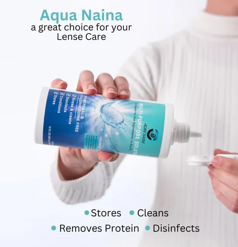 Miniatura 2 de Oculus Curae Aqua Naina Contact Solution – Fórmula premium sin conservantes para lentes suaves, duras, esclerales y permeables a los gases