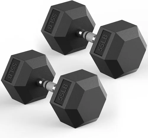 Miniatura 14 de HANDBODE Juego de mancuernas hexagonales de 40 a 570 libras, mancuernas de ejercicio y fitness con revestimiento de goma, peso de mano