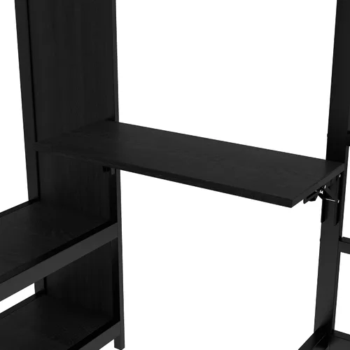 Miniatura 9 de Full Over Twin Bunk Bed with Trundle and Ladders, Metal Bunk Bed Frame with Built-in Foldable Desk & Wardrobe, Space-Saving Beds for Kids Teens