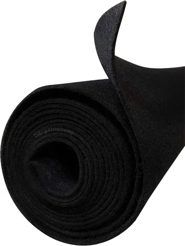 Polymat Rollo de tela de fieltro con respaldo de látex negro de 3 pies x 4 pies, tapete multiusos de 1 yarda, hoja de tela de fieltro no tejida