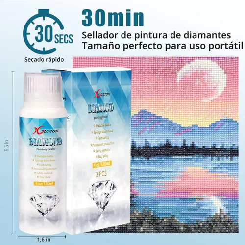 Miniatura 2 de Sellador de pintura de diamantes, paquete de 2 unidades de 240ML, sellador de pegamento para pintura de diamantes 5D, efecto permanente de sujeción