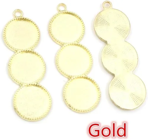 Miniatura 2 de Kentuckiz - 10 unidades de 0.472 in de tamaño interior de tres camafeo cabujón base en blanco colgante bandejas bisel diy collar colgante joyería Oro
