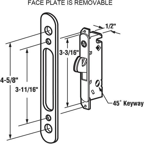 Miniatura 4 de ALLYWASAI Juego de manijas de puerta corredera de patio con cerradura de muesca, placa frontal y retén, juego de cerradura de manija de reemplazo