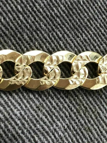 Miniatura 9 de Men's Cuban Link Bracelet 14k Gold Over Solid 925 Sterling Silver Bracelet - 8.5" 8mm - Diamond Cut Pave