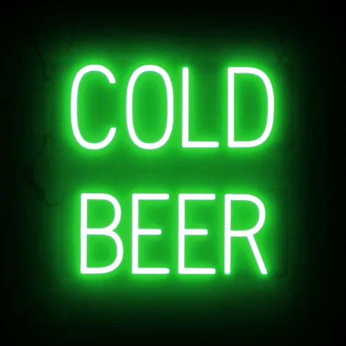 SpellBrite Letrero de cerveza fría | Letrero relacionado con la cerveza con aspecto de neón, fuente de luz LED verde | 16.8 x 15.0 pulgadas